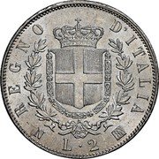 Italy 2 Lira Vittorio Emanuele II 1863 N BN KM# 6a.1 REGNO D'ITALIA L. 2 N BN coin reverse Italy 2 Lira Vittorio Emanuele II 1863 N BN KM# 6a.1 REGNO D'ITALIA L. 2 N BN coin reverse