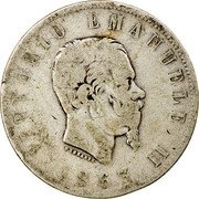 Italy 2 Lira Vittorio Emanuele II 1863 T BN KM# 6a.2 VITTORIO EMANUELE II FERRARIS 1863 coin obverse Italy 2 Lira Vittorio Emanuele II 1863 T BN KM# 6a.2 VITTORIO EMANUELE II FERRARIS 1863 coin obverse
