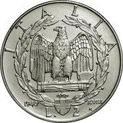 Italy 2 Lira Vittorio Emanuele III non-magnetic 1940 R Yr XVIII KM# 78a ITALIA 1940 L. 2 XVIII R coin reverse Italy 2 Lira Vittorio Emanuele III non-magnetic 1940 R Yr XVIII KM# 78a ITALIA 1940 L. 2 XVIII R coin reverse