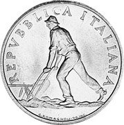 Italy 2 Lira Wheat Ear 1950 R KM# 88 REPVBBLICA ITALIANA G.ROMAGNOLI P.G. INC. coin obverse Italy 2 Lira Wheat Ear 1950 R KM# 88 REPVBBLICA ITALIANA G.ROMAGNOLI P.G. INC. coin obverse