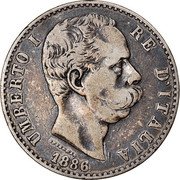Italy 2 Lira Umberto I 1886 R KM# 23 UMBERTO I RE D'ITALIA 1887 SPERANZA coin obverse Italy 2 Lira Umberto I 1886 R KM# 23 UMBERTO I RE D'ITALIA 1887 SPERANZA coin obverse