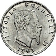 Italy 20 Centesimi Vittorio Emanuele II 1863 M BN KM# 13.1 VITTORIO EMANUELE II FERRARIS 1863 coin obverse Italy 20 Centesimi Vittorio Emanuele II 1863 M BN KM# 13.1 VITTORIO EMANUELE II FERRARIS 1863 coin obverse