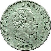 Italy 20 Centesimi Vittorio Emanuele II 1863 T BN KM# 13.2 VITTORIO EMANUELE II FERRARIS 1863 coin obverse Italy 20 Centesimi Vittorio Emanuele II 1863 T BN KM# 13.2 VITTORIO EMANUELE II FERRARIS 1863 coin obverse