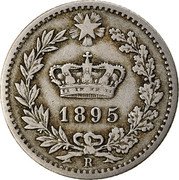 Italy 20 Centesimi Umberto I 1895 R KM# 28.2 1894 R coin obverse Italy 20 Centesimi Umberto I 1895 R KM# 28.2 1894 R coin obverse