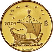 Italy 20 Euro Europa delle Arti Italia 2003 R Proof KM# 263 2003 RI E.L. FRAPICCINI coin obverse Italy 20 Euro Europa delle Arti Italia 2003 R Proof KM# 263 2003 RI E.L. FRAPICCINI coin obverse