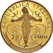 Italy 20 Euro 18th World cup Football 2006 Germany 2004 R Proof KM# 243 2006 FIFA WORLD CUP GERMANY TM MAURI coin obverse Italy 20 Euro 18th World cup Football 2006 Germany 2004 R Proof KM# 243 2006 FIFA WORLD CUP GERMANY TM MAURI coin obverse