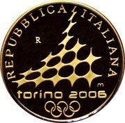 Italy 20 Euro XX Winter Olympics. Turin 2006 - Madama Palace 2005 R Proof KM# 267 REPUBBLICA ITALIANA R M TORINO 2006 coin obverse Italy 20 Euro XX Winter Olympics. Turin 2006 - Madama Palace 2005 R Proof KM# 267 REPUBBLICA ITALIANA R M TORINO 2006 coin obverse