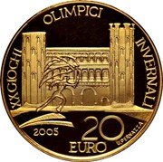 Italy 20 Euro 2006 Winter Olympics - Porte Palatine 2005 R Proof KM# 265 XX GIOCHI OLIMPICI INVERNALI 2005 20 EURO U. PERNAZZA coin reverse Italy 20 Euro 2006 Winter Olympics - Porte Palatine 2005 R Proof KM# 265 XX GIOCHI OLIMPICI INVERNALI 2005 20 EURO U. PERNAZZA coin reverse