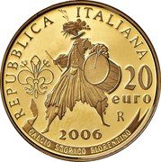Italy 20 Euro FIFA World Cup 2006 R Proof KM# 287 2006 FIFA WORLD CUP GERMANY TM MAURI coin obverse Italy 20 Euro FIFA World Cup 2006 R Proof KM# 287 2006 FIFA WORLD CUP GERMANY TM MAURI coin obverse