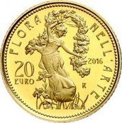 Italy 20 Euro Flora In Art 2016 R Proof KM# 400 FLORA NELL'ARTE 20 EURO 2016 R coin reverse