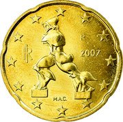 Italy 20 Euro Cent Boccioni's Sculpture 2007 R Proof KM# 214 R RI 2002 M.A.C. coin obverse Italy 20 Euro Cent Boccioni's Sculpture 2007 R Proof KM# 214 R RI 2002 M.A.C. coin obverse