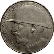 Italy 20 Lira 10th anniversary of end of World War I 1928 R Yr VI KM# 70 VITT EM III RE G.ROMAGNOLI A.MOTTI.INC. coin obverse Italy 20 Lira 10th anniversary of end of World War I 1928 R Yr VI KM# 70 VITT EM III RE G.ROMAGNOLI A.MOTTI.INC. coin obverse