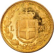 Italy 20 Lira Umberto I 1882 R KM# 21 L 20 R coin reverse Italy 20 Lira Umberto I 1882 R KM# 21 L 20 R coin reverse