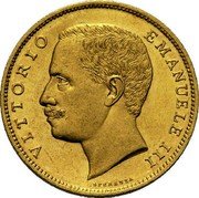 Italy 20 Lira Vittorio Emanuele III. Aquila Sabauda 1903 R KM# 37.1 VITTORIO EMANUELE III SPERANZA coin obverse Italy 20 Lira Vittorio Emanuele III. Aquila Sabauda 1903 R KM# 37.1 VITTORIO EMANUELE III SPERANZA coin obverse