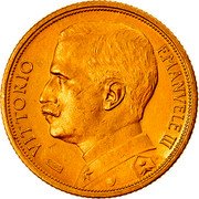 Italy 20 Lire Vittorio Emanuele III. Aratrice 1912 R KM# 48 VITTORIO EMANUELE III coin obverse Italy 20 Lire Vittorio Emanuele III. Aratrice 1912 R KM# 48 VITTORIO EMANUELE III coin obverse