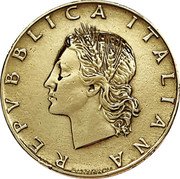 Italy 20 Lira Oak Leaves 1957 R KM# 97.1 REPVBBLICA ITALIANA GIAMPAOLI coin obverse Italy 20 Lira Oak Leaves 1957 R KM# 97.1 REPVBBLICA ITALIANA GIAMPAOLI coin obverse