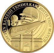 Niue 200 Dollars (Sachin Tendulkar. 200th Test Match) SACHIN RAMESH TENDULKAR 200TH TEST MATCH 187 coin reverse