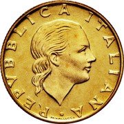 Italy 200 Lira Centennial of the Naval League 1997 R KM# 186 REPVBBLICA ITALIANA M. VALLUCCI coin obverse Italy 200 Lira Centennial of the Naval League 1997 R KM# 186 REPVBBLICA ITALIANA M. VALLUCCI coin obverse