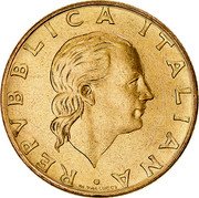 Italy 200 Lira Tandwielen 1982 R KM# 105 REPVBBLICA ITALIANA M. VALLUCCI coin obverse Italy 200 Lira Tandwielen 1982 R KM# 105 REPVBBLICA ITALIANA M. VALLUCCI coin obverse