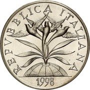 Italy 2000 Lira The Faith and the Mankind 1998 R KM# 195 REPVBBLICA ITALIANA L. CRETARA 1998 coin obverse Italy 2000 Lira The Faith and the Mankind 1998 R KM# 195 REPVBBLICA ITALIANA L. CRETARA 1998 coin obverse