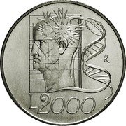 Italy 2000 Lira The Faith and the Mankind 1998 R KM# 196 R L 2000 coin reverse Italy 2000 Lira The Faith and the Mankind 1998 R KM# 196 R L 2000 coin reverse