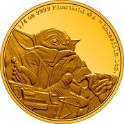 Niue 25 Dollars (Grogu) 1/4 OZ 9999 FINE GOLD © & TM LUCASFILM LTD. coin reverse Niue 25 Dollars (Grogu) 1/4 OZ 9999 FINE GOLD © & TM LUCASFILM LTD. coin reverse