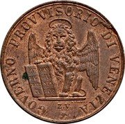 Italy 3 Centesimi Lion of St. Mark. Venice 1849 ZV KM# 808 GOVERNO PROVVISORIO DI VENEZIA Z.V. A. FABRIS coin obverse Italy 3 Centesimi Lion of St. Mark. Venice 1849 ZV KM# 808 GOVERNO PROVVISORIO DI VENEZIA Z.V. A. FABRIS coin obverse