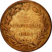 Italy 5 Centesimi Vittorio Emanuele II 1861 N KM# 3.3 5 CENTESIMI 1867 N coin reverse Italy 5 Centesimi Vittorio Emanuele II 1861 N KM# 3.3 5 CENTESIMI 1867 N coin reverse