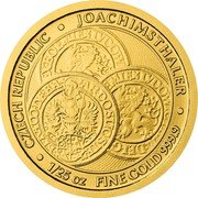 Niue 5 Dollars Elizabeth II Thaler 2022 CM Bullion CZECH REPUBLIC JOACHIMSTHALER 1/25 OZ FINE GOLD 999.9 coin reverse