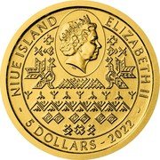 Niue 5 Dollars (Golden Eagle) NIUE ISLAND ELIZABETH II IRB 5 DOLLARS 2022 coin obverse Niue 5 Dollars (Golden Eagle) NIUE ISLAND ELIZABETH II IRB 5 DOLLARS 2022 coin obverse