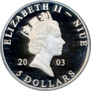 Niue 5 Dollars (The Lawcodes of Hamurabbi) ELIZABETH II - NIUE 20 03 RDM 5 DOLLARS coin obverse