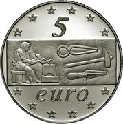 Italy 5 Euro Work in Europe 2003 R KM# 253 5 EURO coin reverse Italy 5 Euro Work in Europe 2003 R KM# 253 5 EURO coin reverse