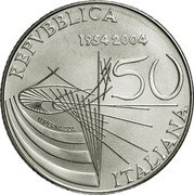Italy 5 Euro 50th Anniversary of RAI 2004 R KM# 254 REPVBBLICA 1954-2004 50 ITALIANA U. PERNAZZA coin obverse Italy 5 Euro 50th Anniversary of RAI 2004 R KM# 254 REPVBBLICA 1954-2004 50 ITALIANA U. PERNAZZA coin obverse