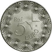 Italy 5 Euro 50th Anniversary of RAI 2004 R KM# 254 RAI 5 R EURO coin reverse Italy 5 Euro 50th Anniversary of RAI 2004 R KM# 254 RAI 5 R EURO coin reverse