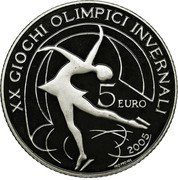 Italy 5 Euro 2006 Winter Olympics - Figure Skating 2005 Proof KM# 266 XX GIOCHI OLIMPICI INVERNALI 5 EURO 2005 MOMONI coin reverse Italy 5 Euro 2006 Winter Olympics - Figure Skating 2005 Proof KM# 266 XX GIOCHI OLIMPICI INVERNALI 5 EURO 2005 MOMONI coin reverse