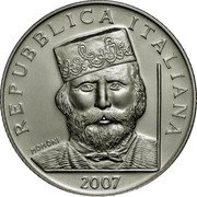 Italy 5 Euro Giuseppe Garibaldi 2007 R KM# 292 REPUBBLICA ITALIANA MOMONI 2007 coin obverse
