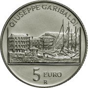 Italy 5 Euro Giuseppe Garibaldi 2007 R KM# 292 GIUSEPPE GARIBALDI NIZZA 1707 5 EURO R coin reverse
