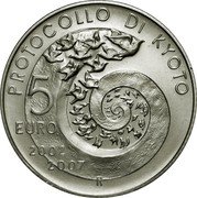 Italy 5 Euro Kyoto Agreement - 5th Anniversary 2007 R KM# 291 PROTOCOLLO DI KYOTO 5 EURO 2002 2007 R coin reverse Italy 5 Euro Kyoto Agreement - 5th Anniversary 2007 R KM# 291 PROTOCOLLO DI KYOTO 5 EURO 2002 2007 R coin reverse