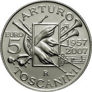 Italy 5 Euro Arturo Toscanini 2007 R KM# 323 ARTURO EURO 5 1957 2007 R TOSCANINI coin reverse