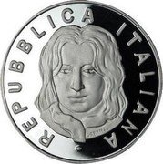 Italy 5 Euro 100th Birth annivers. actress Anna Magnani 2008 Proof KM# 303 URBANI REPUBBLICA ITALIANA coin obverse Italy 5 Euro 100th Birth annivers. actress Anna Magnani 2008 Proof KM# 303 URBANI REPUBBLICA ITALIANA coin obverse