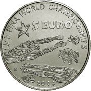 Italy 5 Euro FINA Swimming Championship 2009 R KM# 314 13TH FINA WORLD CHAMPIONSHIPS 5 EURO M 2009 coin reverse Italy 5 Euro FINA Swimming Championship 2009 R KM# 314 13TH FINA WORLD CHAMPIONSHIPS 5 EURO M 2009 coin reverse