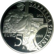 Italy 5 Euro 500th Anniversary - Sistine Chapel 2012 KM# 359 CAPPELLA SISTINA R EURO 5 1512 2012 coin reverse Italy 5 Euro 500th Anniversary - Sistine Chapel 2012 KM# 359 CAPPELLA SISTINA R EURO 5 1512 2012 coin reverse