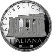 Italy 5 Euro Ancient City of Selinunte 2013 Proof KM# 361 REPUBBLICA ITALIANA A. MASINI coin obverse Italy 5 Euro Ancient City of Selinunte 2013 Proof KM# 361 REPUBBLICA ITALIANA A. MASINI coin obverse