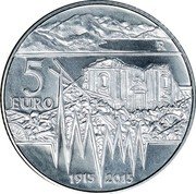 Italy 5 Euro Centenary of the Earthquake of Avezzano 2015 R KM# 384 R 5 EURO 1915 2015 coin reverse Italy 5 Euro Centenary of the Earthquake of Avezzano 2015 R KM# 384 R 5 EURO 1915 2015 coin reverse