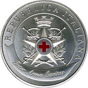 Italy 5 Euro Military Corps of the Italian Red Cross 2016 R KM# 395 REPUBBLICA ITALIANA INTER ARMA CARITAS coin obverse