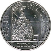 Italy 5 Euro Military Corps of the Italian Red Cross 2016 R KM# 395 CROCE ROSSA ITALIANA CORPO MILITARE R 1866-2016 MGU EURO 5 coin reverse