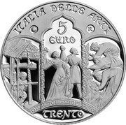 Italy 5 Euro Trentino Art 2017 R Proof KM# 406 ITALIA DELLE ARTI R 5 EURO TRENTO coin reverse