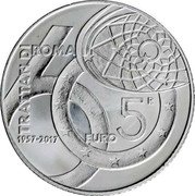 Italy 5 Euro 60 years of Rome Treaty Establishing the European Community 2017 R Proof KM# 403 TRATTATI DI ROMA EURO 5 R 60 1957-2017 coin reverse