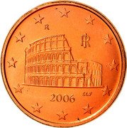 Italy 5 Euro Cent Rome. The Colosseum Amphitheater 2006 R Proof KM# 212 R RI ELF 2009 coin obverse Italy 5 Euro Cent Rome. The Colosseum Amphitheater 2006 R Proof KM# 212 R RI ELF 2009 coin obverse