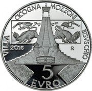 Italy 5 Euro Cicogna Mozzoni in Bisuschio 2016 R Proof KM# 396 VILLA CICOGNA MOZZONI BISVSCHIO 2016 R 5 EVRO coin reverse